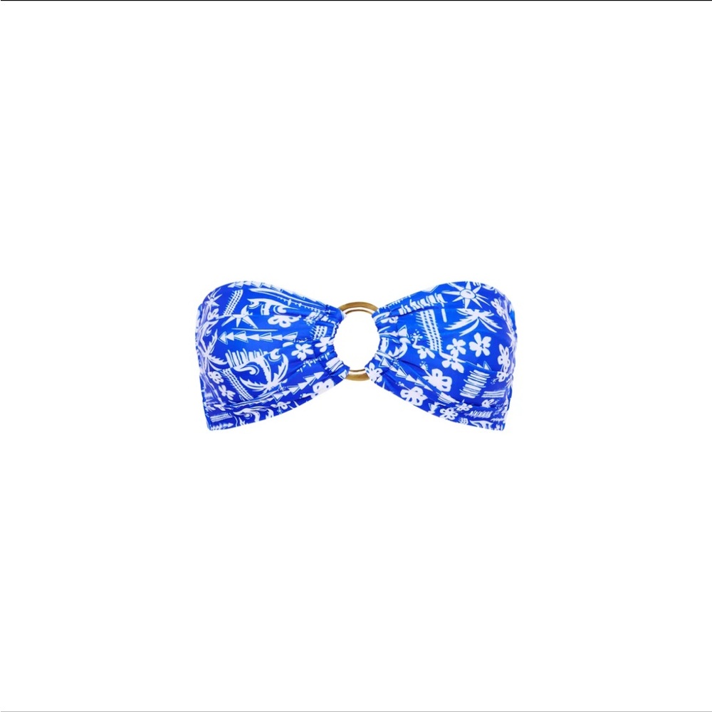Kulani kinis strapless bikini top Caribbean Blues in size medium